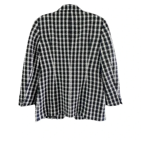 Classiques Grey & Black Wool Double Breasted Checked Houndstooth Blazer Size M - Picture 5 of 7